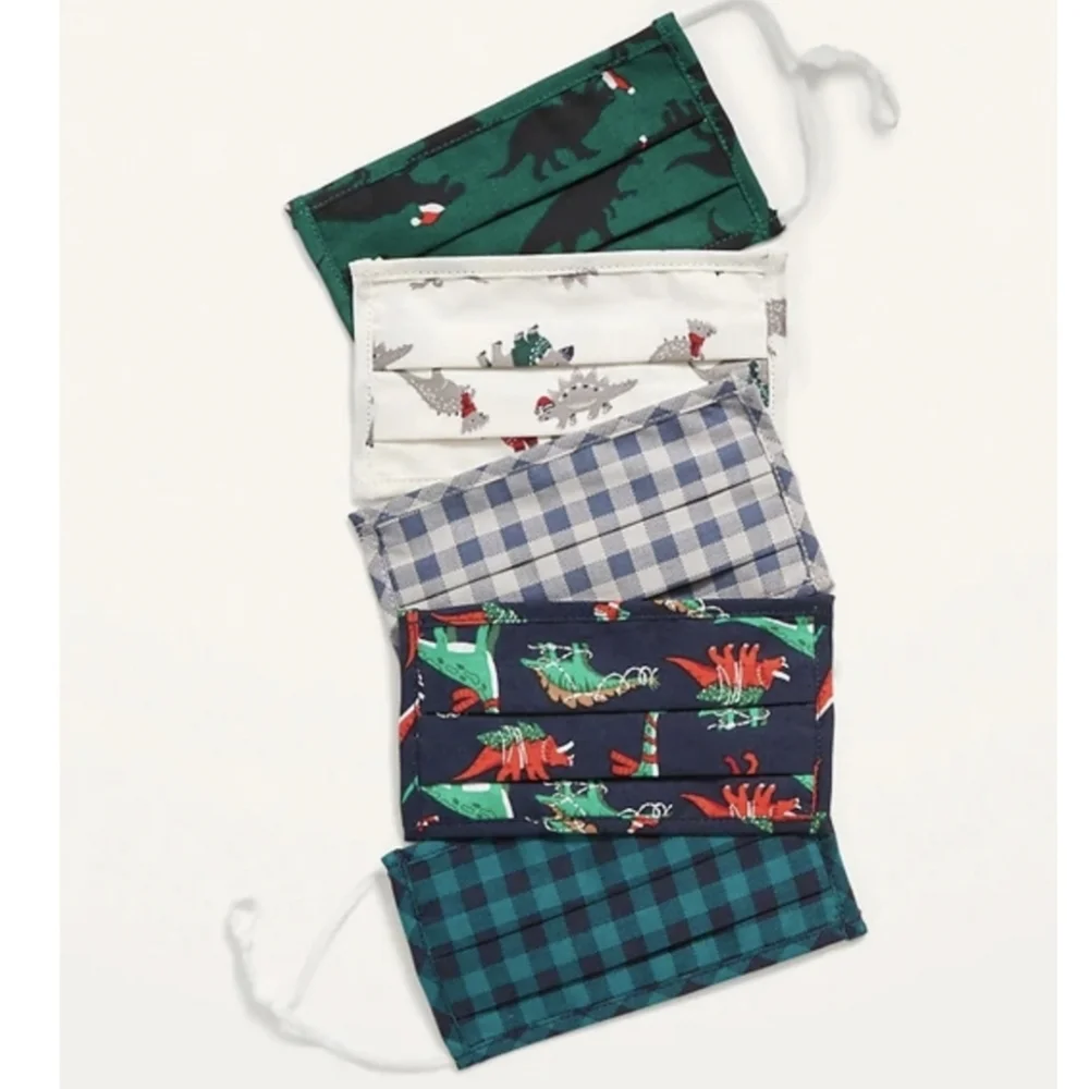Lot of 15 Kids Youth‎ Size Christmas Face Masks Dinosaur Plaid Cotton